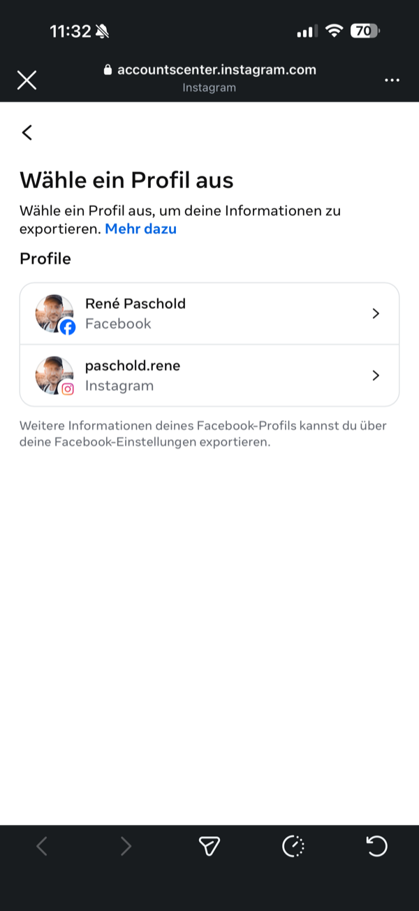 Schritt 5: Instagram-Profil auswählen