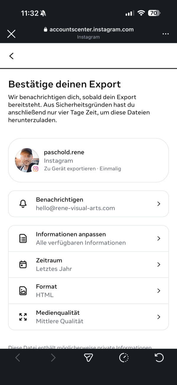 Schritt 7: Export-Übersicht