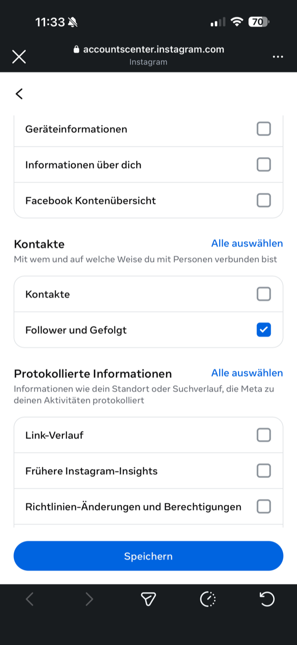 Schritt 8: Nur Follower und Gefolgt aktivieren