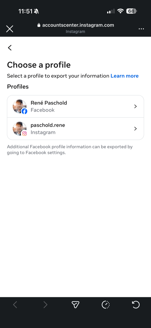 Step 5: Choose your Instagram profile